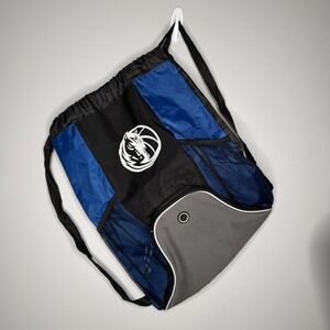 NBA Dallas Mavericks Drawstring Backpack Large Blue Black Shoe Pocket‎